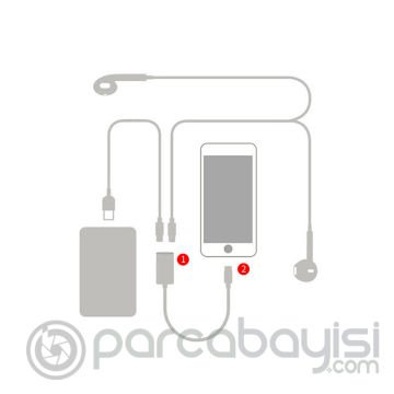 Y Cable İPhone 12 11,11Pro XS-XR 7-8Lightning Kulaklık +şarj Usb Adaptörü
