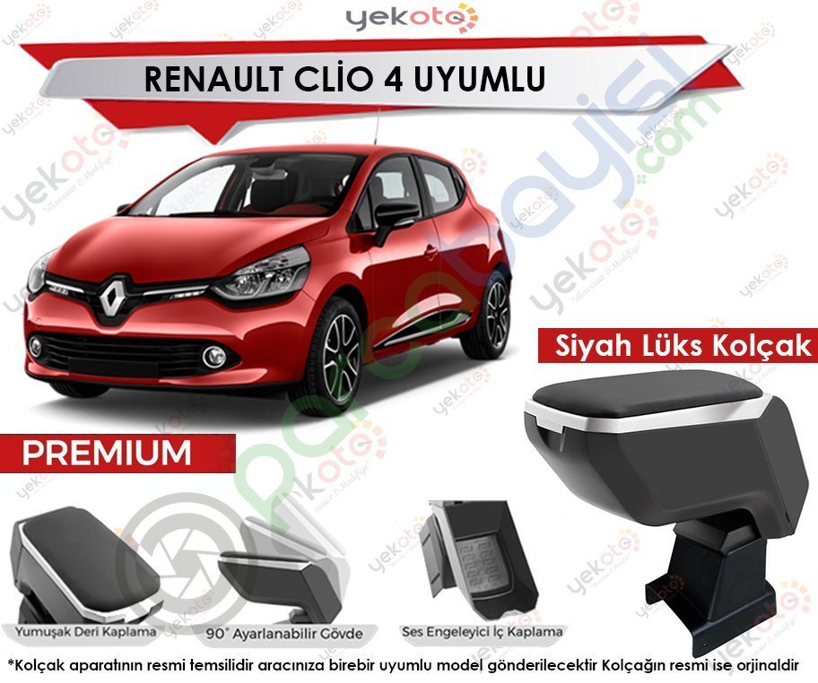 Renault Clio 4 Uyumlu Lüx Siyah Kolçak Kol Dayama Ultra Kaliteli