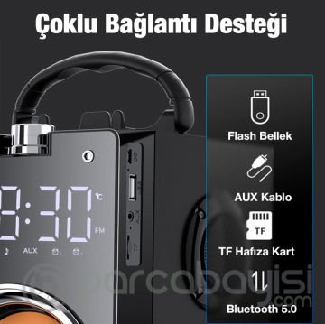 ALLY MC H3 Dijital Saatli Super Bass Bluetooth Hoparlör Subwoofer