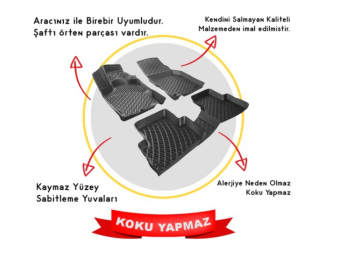 Kia Stonic 2021-2022 Model Kauçuk Havuzlu 3D İç Paspas ORJİNAL