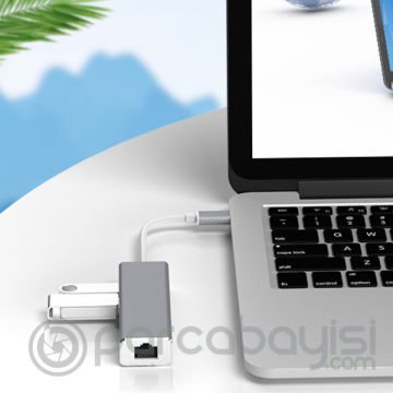 Ally Type-C 3 Portlu Usb 3.0 Çoklayıcı Ve RJ45 Ethernet Adaptör Dönüştürücü