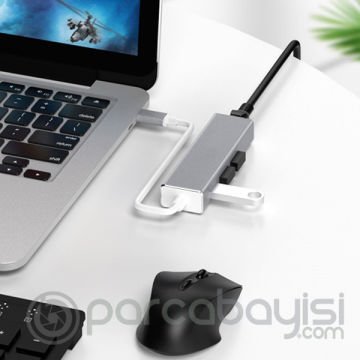 Ally Type-C 3 Portlu Usb 3.0 Çoklayıcı Ve RJ45 Ethernet Adaptör Dönüştürücü