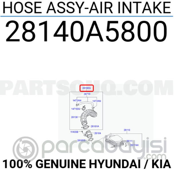 Kia Ceed Hava Filtre Hortum Orjinal | 28140A5800