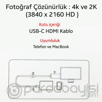 Ally Hdtv 4k Type-C To Hdmi Dönüştürücü Kablo