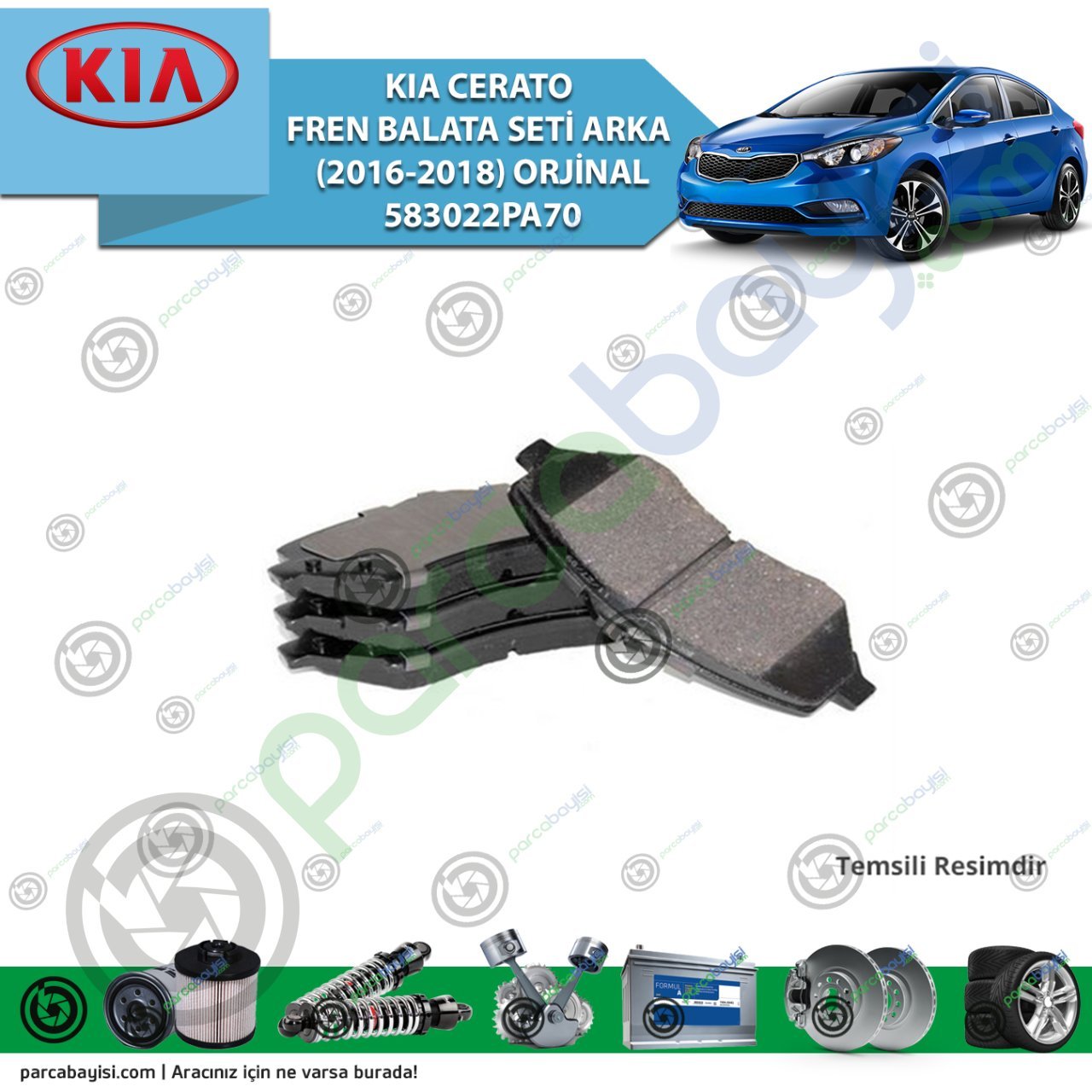 Kia Cerato Fren Balata Seti Arka (2016-2018) Orjin.583022Pa70
