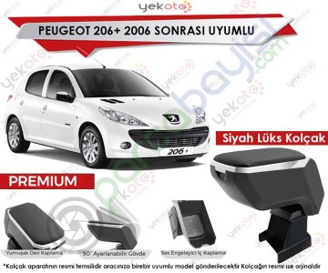 Peugeot 206+ 2006 Sonrası Uyumlu Lüx Siyah Kolçak Kol Dayama Ultra Kaliteli