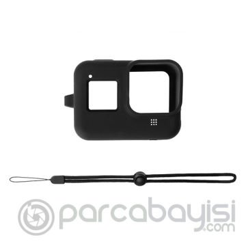 PULUZ PU428B GoPro HERO8 İçin Silikon Koruma Kılıfı+Wrist Strap