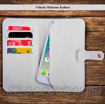ALLY Universal 5.inç Kart Bölmeli Kapaklı Cüzdan Kılıf Suni Deri