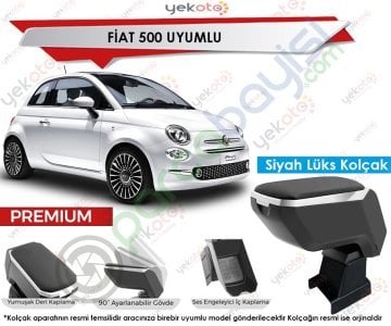 Fiat 500 Uyumlu Lüx Siyah Kolçak Kol Dayama Ultra Kaliteli