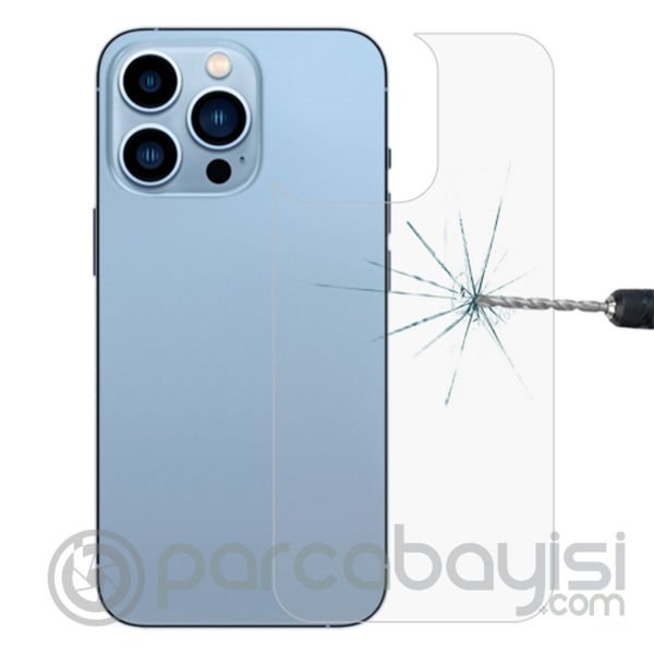Ally iPhone 13 Pro Max 6.7 Tempered Şeffaf Arka Cam Koruyucu