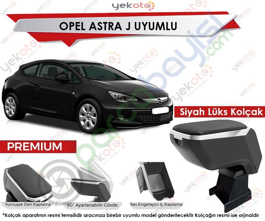 Opel Astra J Uyumlu Lüx Siyah Kolçak Kol Dayama Ultra Kaliteli