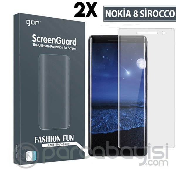 Gor Nokia 8 Sirocco 3d Kavisli Full Darbe Emici Ekran Koruyucu 2 Adet Set