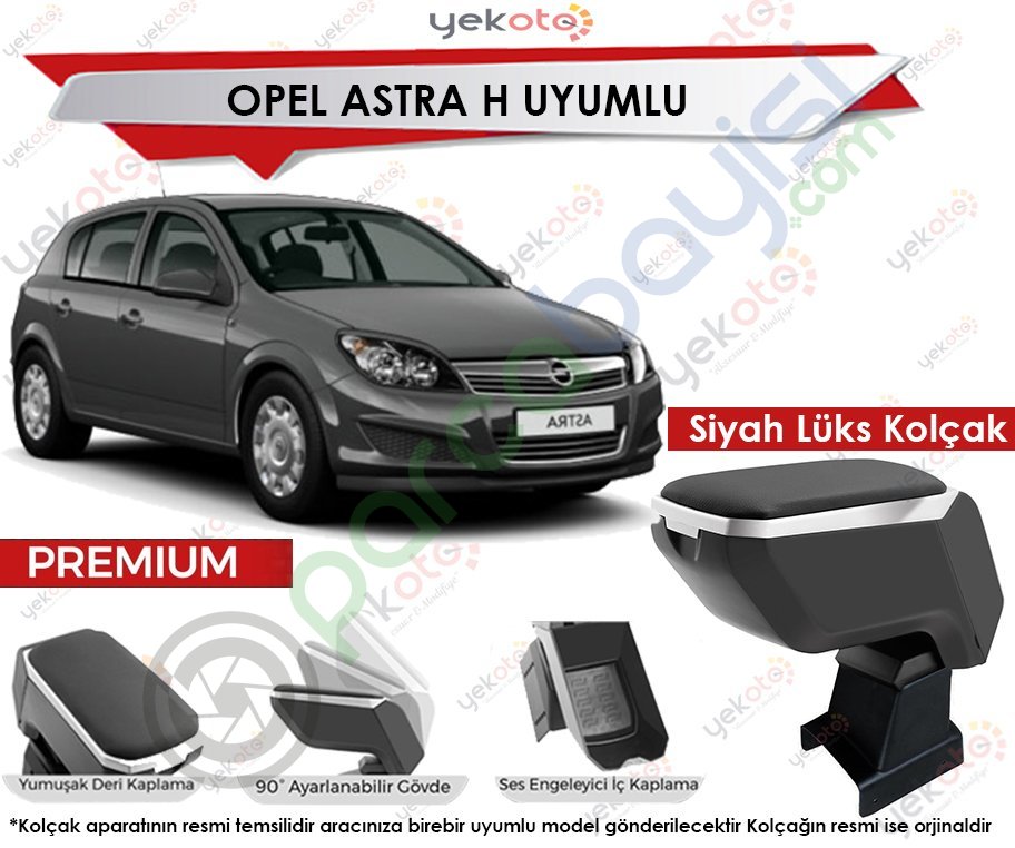 Opel Astra H Uyumlu Lüx Siyah Kolçak Kol Dayama Ultra Kaliteli