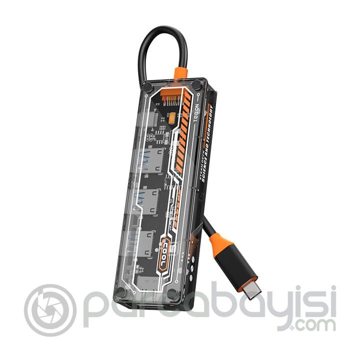 ALLY 5in1 Type-c To USB3.0 *4 + Type-c Çoğaltıcı Transparan Hub