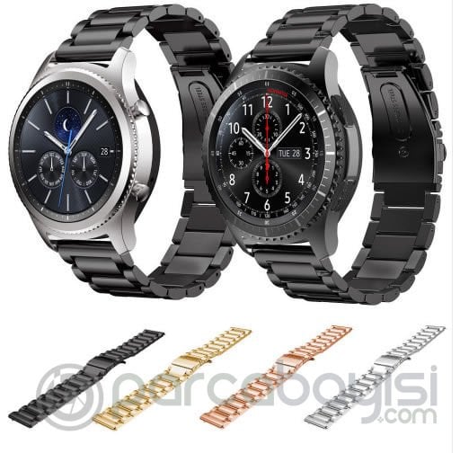 Ally 22mm Gear S3 Watch 4 46mm Paslanmaz Çelik 3 Bakla Kayış