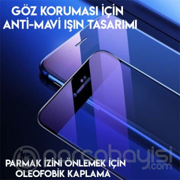 Baseus iPhone SE3-SE2 İPhone 8-7 Full Kırılmaz Cam Ekran Koruyucu Anti blue Light  2 Adet Set