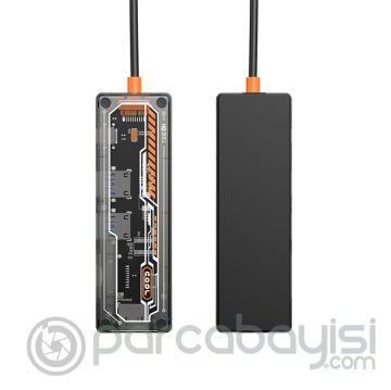 ALLY 6in1 Type-c To USB3.0 + USB2.0 + Type-c PD 100W + SD + TF + HDMI  Çoğaltıcı Transparan Hub