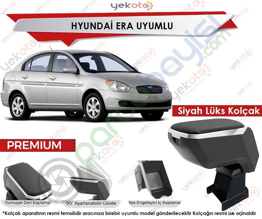 Hyundai Accent Era Uyumlu Lüx Siyah Kolçak Kol Dayama Ultra Kaliteli