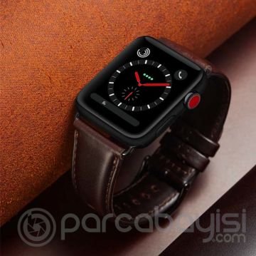 Ally Apple Watch 7-8 45mm 6-5-4 44mm Retro Deri Kordon Kayış 3-2-1 42mm