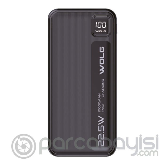 WOLG Q52 22.5W 20000 mAh Dijital Göstergeli Lightning & Type-C Kablolu Hızlı Şarj Powerbank