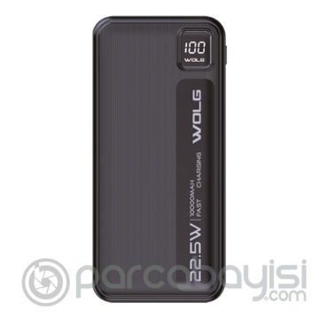 WOLG Q51 22.5W 10000 mAh Dijital Göstergeli Lightning & Type-C Kablolu Hızlı Şarj Powerbank