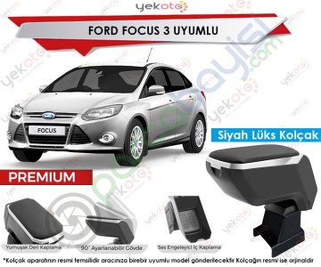 Ford Focus 3 Uyumlu Lüx Siyah Kolçak Kol Dayama Ultra Kaliteli