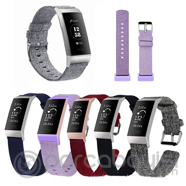 Fitbit Charge 3-4 Canvas Nylon Kayış Kordon (l Beden)