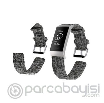 Fitbit Charge 3 Canvas Nylon Kayış Kordon (s Beden)