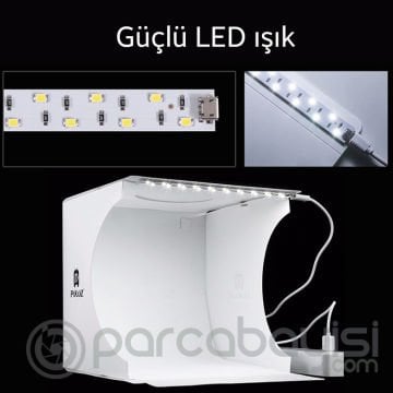 Puluz 20*20cm Katlanabilir Mini Led Işıklı Fotoğraf Studyosu,Çadırı