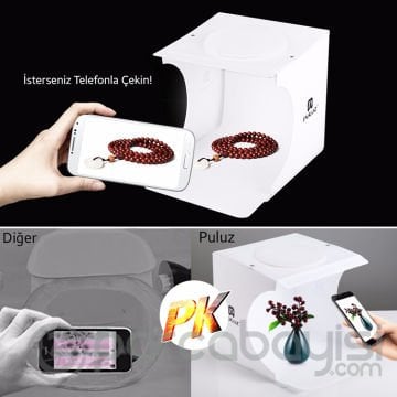 Puluz 20*20cm Katlanabilir Mini Led Işıklı Fotoğraf Studyosu,Çadırı