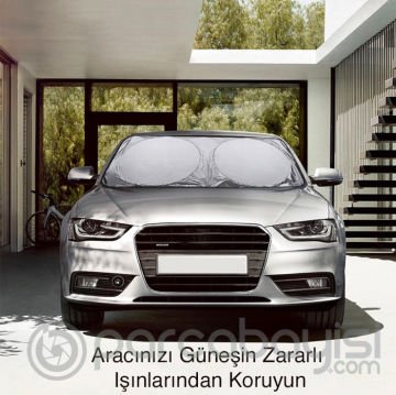 Araç Oto Ön Cam Çift Daireli Gümüş Kaplama Güneş Kalkanı Branda