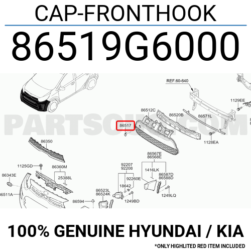 Kia Picanto Ön Tampon Çeki Demir Kapağı Orjinal | 86519G6000