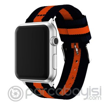 Ally Apple Watch 7-8 45mm 6-5-4 44mm Kayış Kordon Çizgili Nylon 3-2-1 42mm
