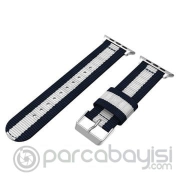 Ally Apple Watch 7-8 45mm 6-5-4 44mm Kayış Kordon Çizgili Nylon 3-2-1 42mm