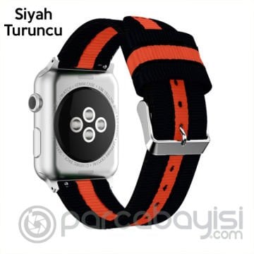 Ally Apple Watch 7-8 45mm 6-5-4 44mm Kayış Kordon Çizgili Nylon 3-2-1 42mm