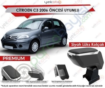 Citroen C3 2006 Öncesi Uyumlu Lüx Siyah Kolçak Kol Dayama Ultra Kaliteli