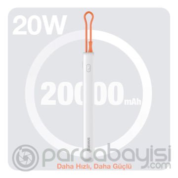 Baseus 20W Dijital LED 20000mAh Powerbank Hızlı Şarj Lightning Kablolu