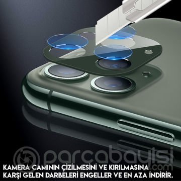 İPhone 11 Pro- 11 Pro Max  Kamera Koruma Metal Lens+ Kırılmaz Cam Set