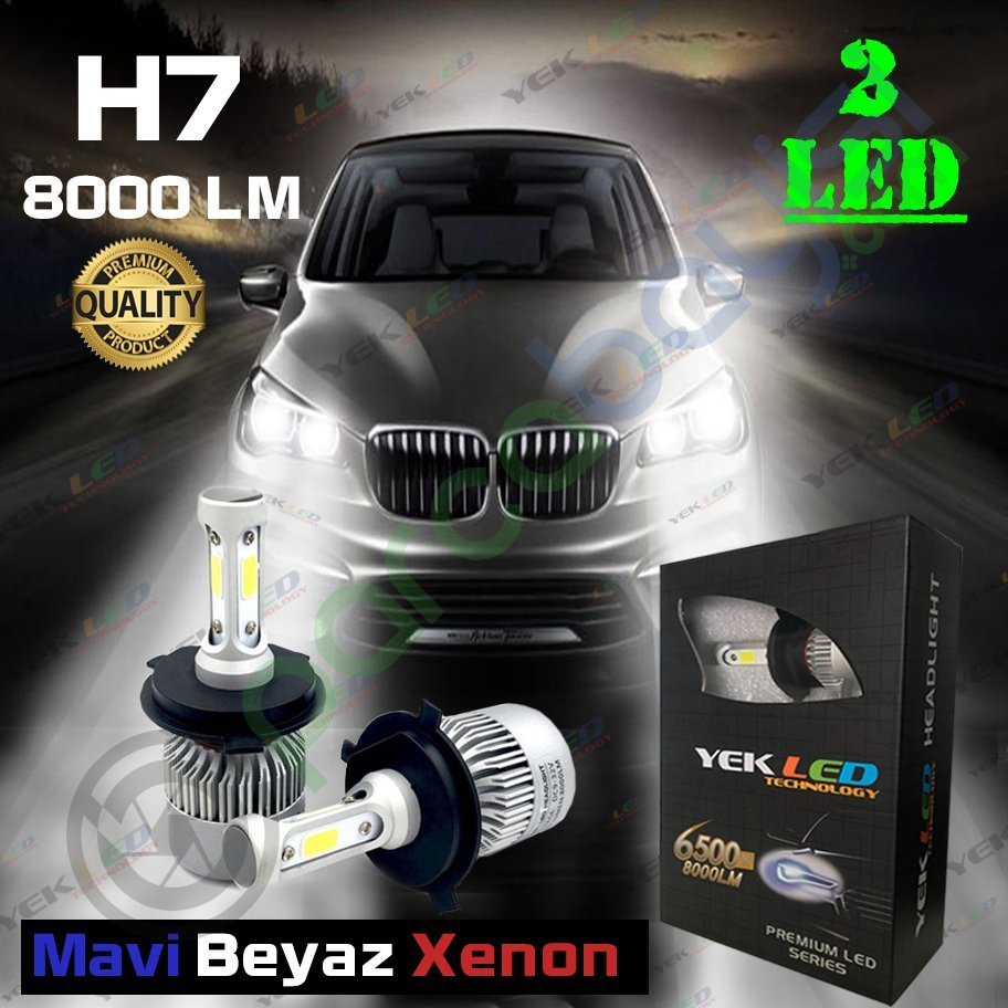H7 Led Xenon Çift Renk Mavi-Beyaz Kaliteli Şimşek Etkili Xenon