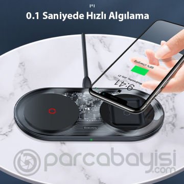 Baseus Simple 24W Qi 2in 1 iPhone + Airpods Kablosuz Şarj Cihazı