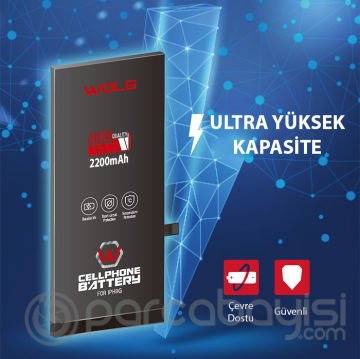 WOLG iPhone 8 2200 mAh Yüksek Kapasiteli Pil Batarya