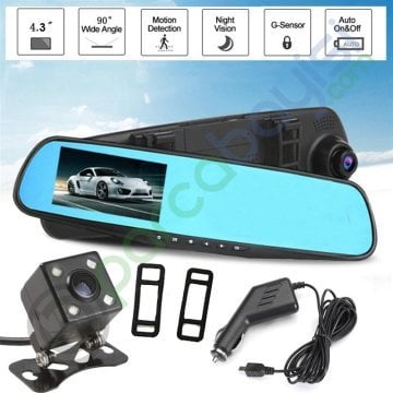 Aynadan Lcd Ekranlı Ön+Arka Kamera+4.3 Inç Lcd Ekranlı Hd Araç Kamerası Yeni Nesil Kamera Tam Set!