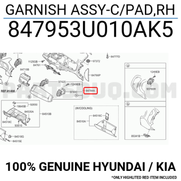 Kia Sportage Torpido Çerçevesi Sağ Orjinal | 847953U010Ak5