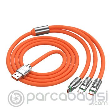 ALLY 3 in 1 Usb to Type-C + Micro Usb + Lightning 120W Hızlı Şarj Kablosu
