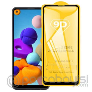ALLY SM Galaxy A21 9D Full Glue Tempered Cam Ekran Koruyucu