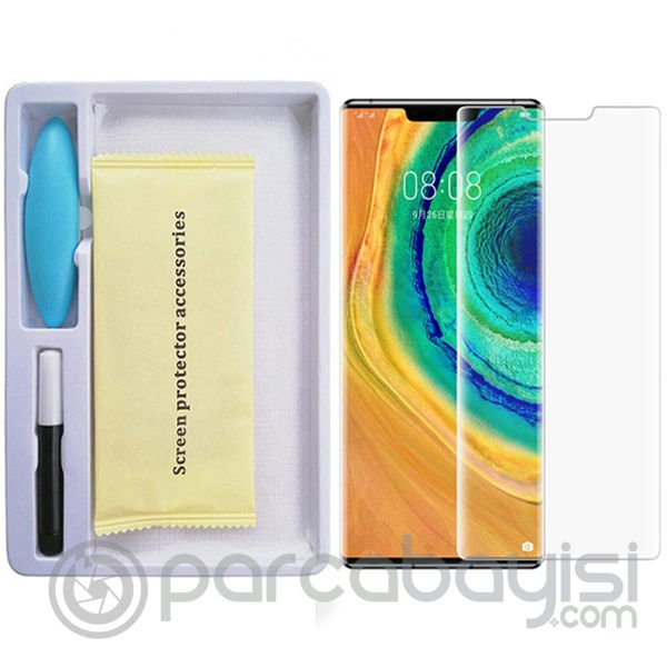Huawei Mate 30 Pro Full Liquid+UV Işık 3d Kırılmaz Cam Ekran Koruyucu