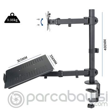 ALLY 15-27inç Ayarlanabilir Mekanik  Laptop Standı ve Monitör Tutucu