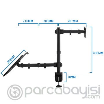 ALLY 15-27inç Ayarlanabilir Mekanik  Laptop Standı ve Monitör Tutucu
