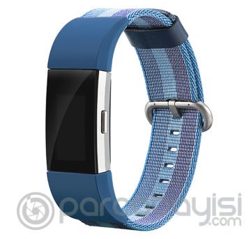 Fitbit Charge 2 Akıllı Saat Çift Renk Noylon Kordon Kayış