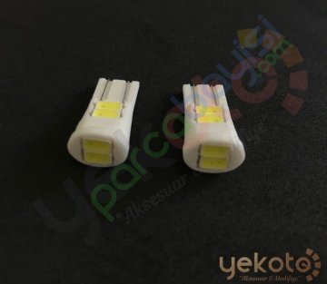 Yekled T10 Park Dipsiz Ampul 6 Led Beyaz Işık Seramik Model 12V Plaka İç Tavan Aydınlatma 2 Adet